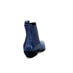Ivoire0341a Ivoire Ar230 Cuir Metal Bleu Cobalt*Femme Santiags