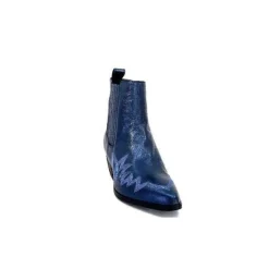 Ivoire0341a Ivoire Ar230 Cuir Metal Bleu Cobalt*Femme Santiags