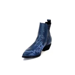 Ivoire0341a Ivoire Ar230 Cuir Metal Bleu Cobalt*Femme Santiags