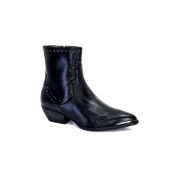 Ivoire0341a Ivoire Ar232 Cuir Noir*Femme Santiags