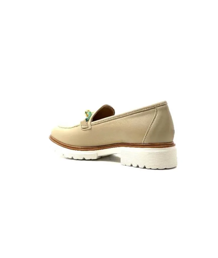 Ivoire0130a Ivoire 8B 4655 Cuir Beige*Femme Mocassins