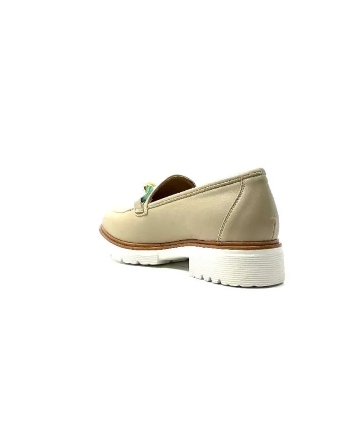 Ivoire0130a Ivoire 8B 4655 Cuir Beige*Femme Mocassins