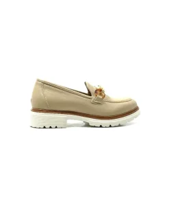 Ivoire0130a Ivoire 8B 4655 Cuir Beige*Femme Mocassins