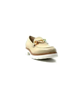 Ivoire0130a Ivoire 8B 4655 Cuir Beige*Femme Mocassins