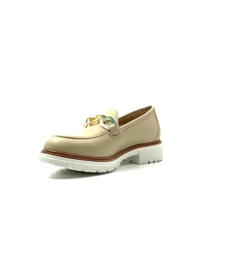 Ivoire0130a Ivoire 8B 4655 Cuir Beige*Femme Mocassins