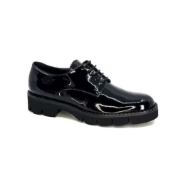 Ivoire0347b Ivoire B038 Cuir Vernis Noir*Femme Lacets