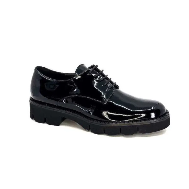 Ivoire0347b Ivoire B038 Cuir Vernis Noir*Femme Lacets