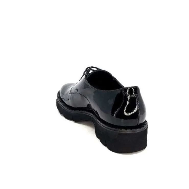 Ivoire0347b Ivoire B038 Cuir Vernis Noir*Femme Lacets