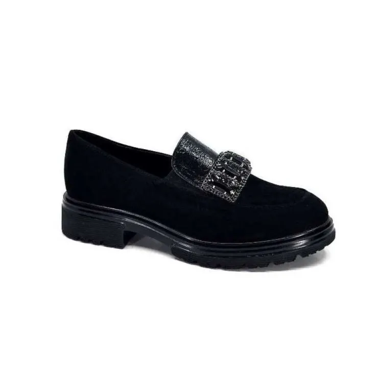 Ivoire0130a Ivoire 8B4914 Daim Noir*Femme Mocassins