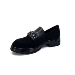 Ivoire0130a Ivoire 8B4914 Daim Noir*Femme Mocassins