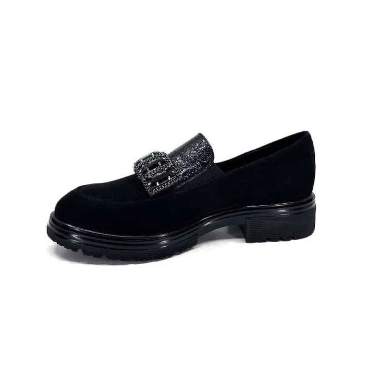 Ivoire0130a Ivoire 8B4914 Daim Noir*Femme Mocassins