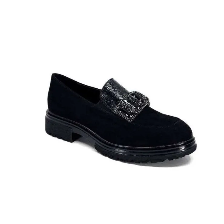Ivoire0130a Ivoire 8B4914 Daim Noir*Femme Mocassins