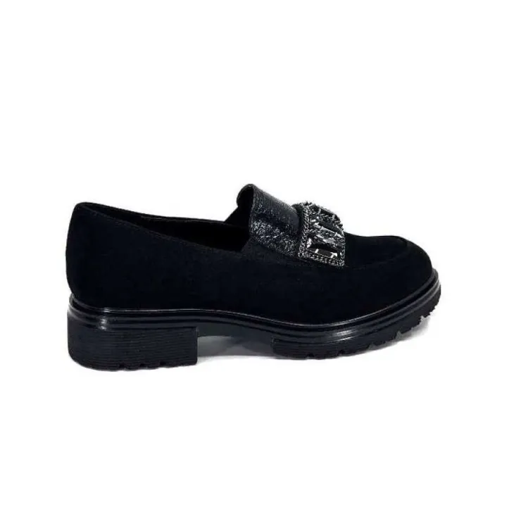 Ivoire0130a Ivoire 8B4914 Daim Noir*Femme Mocassins