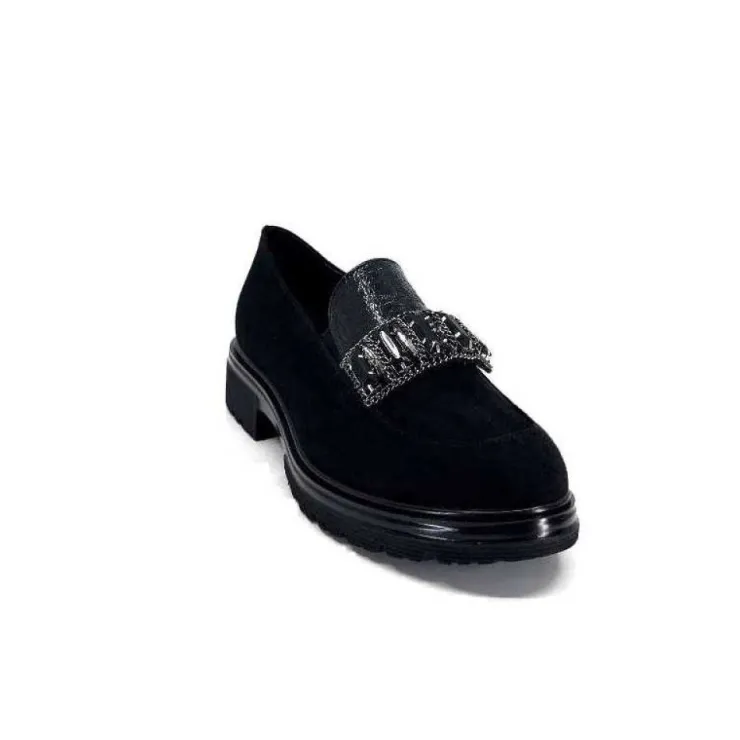Ivoire0130a Ivoire 8B4914 Daim Noir*Femme Mocassins