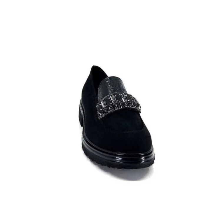 Ivoire0130a Ivoire 8B4914 Daim Noir*Femme Mocassins