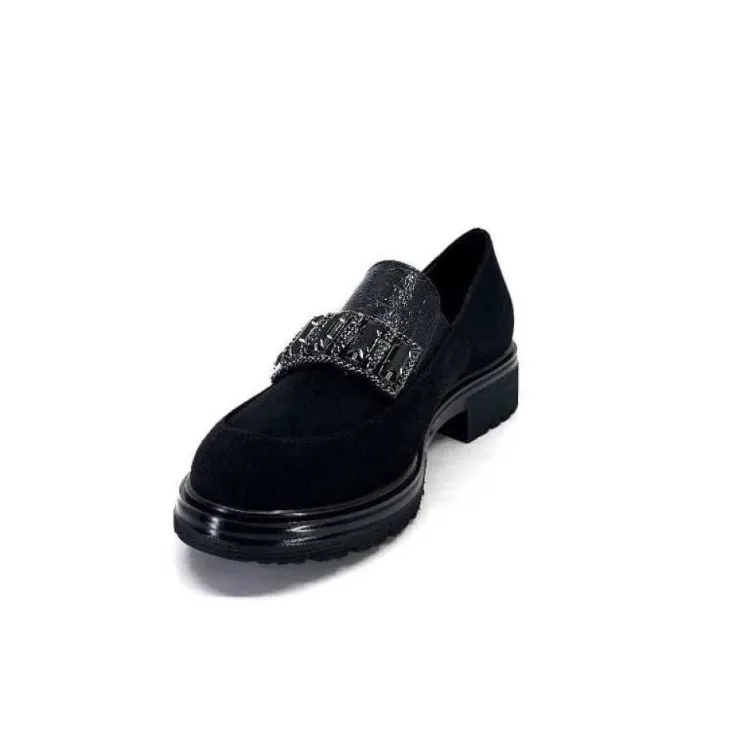 Ivoire0130a Ivoire 8B4914 Daim Noir*Femme Mocassins