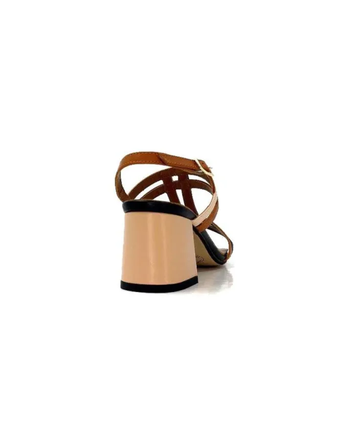 Ivoire0334 Ivoire B621 F Romagna Cuir Noir Cognac Nude*Femme Sandales