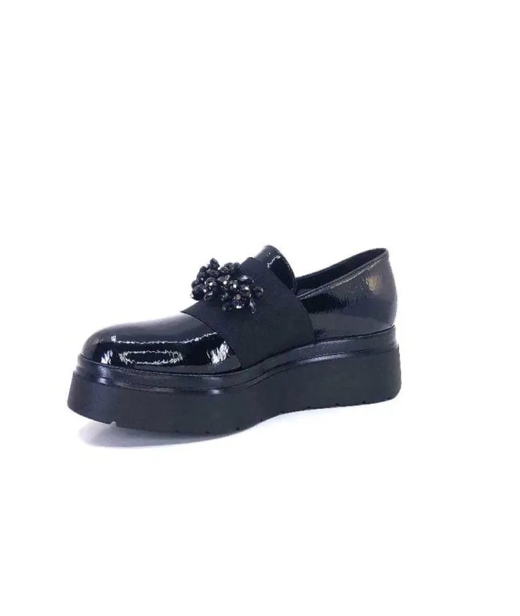 Ivoire0130a Ivoire 2C4386 Cuir Vernis Noir*Femme Mocassins