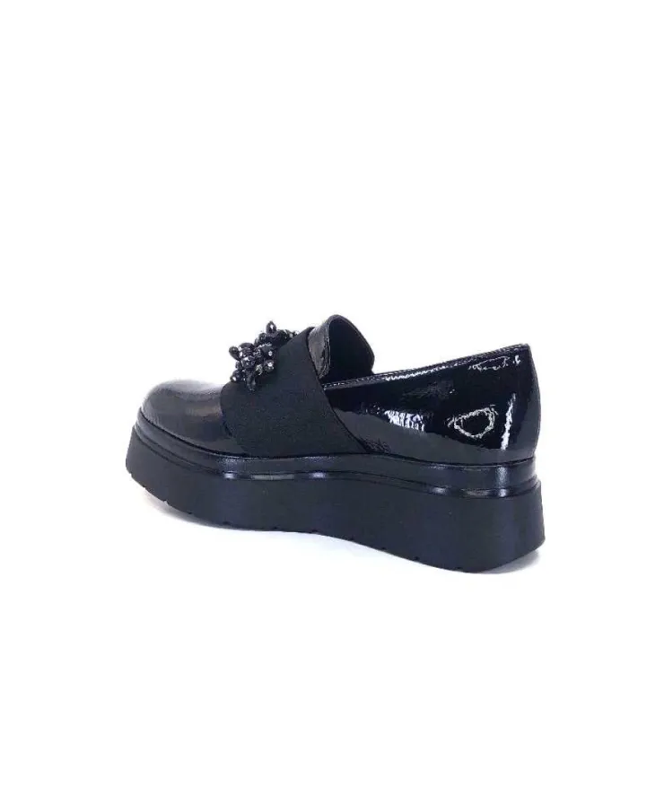 Ivoire0130a Ivoire 2C4386 Cuir Vernis Noir*Femme Mocassins