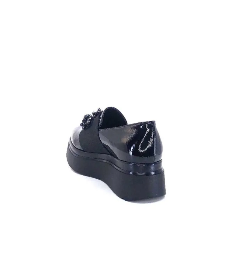Ivoire0130a Ivoire 2C4386 Cuir Vernis Noir*Femme Mocassins