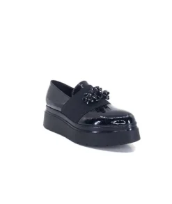 Ivoire0130a Ivoire 2C4386 Cuir Vernis Noir*Femme Mocassins