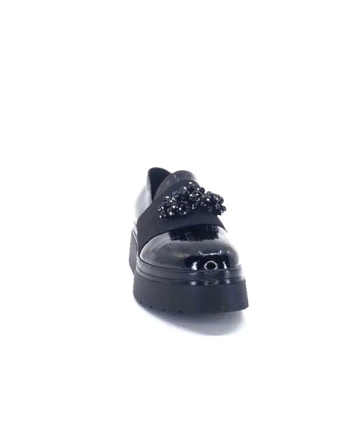 Ivoire0130a Ivoire 2C4386 Cuir Vernis Noir*Femme Mocassins