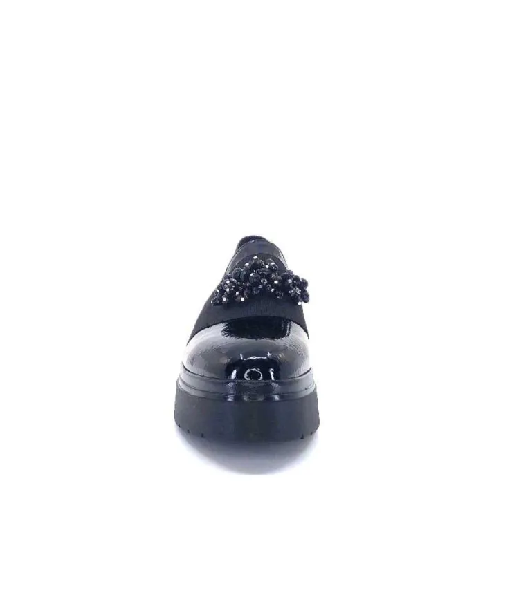 Ivoire0130a Ivoire 2C4386 Cuir Vernis Noir*Femme Mocassins