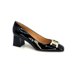 Ivoire0347b Ivoire Ch732 Cuir Vernis Noir*Femme Escarpins