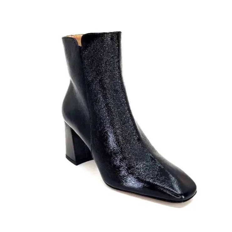 Ivoire0347b Ivoire Ch6556 Cuir Vernis Noir*Femme Bottines