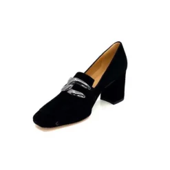 Ivoire0347b Ivoire Ch658 Daim Noir*Femme Escarpins