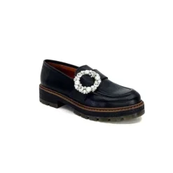 Ivoire0036a Ivoire Cv5053 Cuir Noir*Femme Mocassins