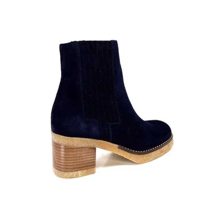 Ivoire0036a Ivoire Cv6104 Daim Bleu Marine*Femme Bottines