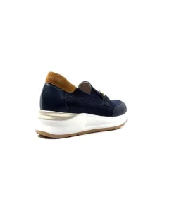Ivoire0130a Ivoire 9D 4640 Textile Bleu*Femme Mocassins