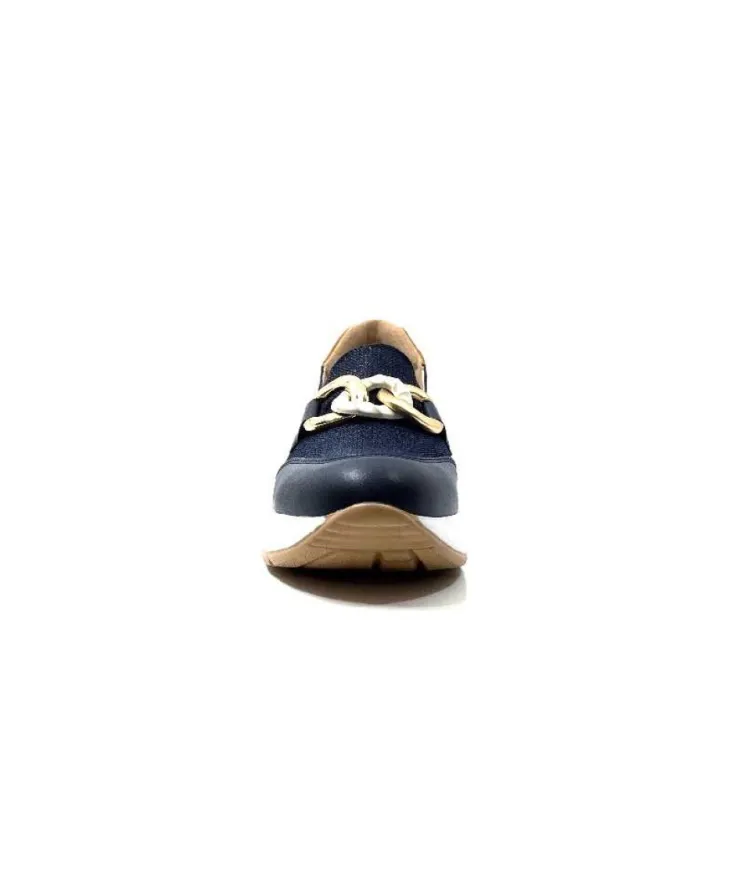 Ivoire0130a Ivoire 9D 4640 Textile Bleu*Femme Mocassins