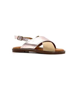 gloria Ivoire 908D Cuir Argent Et Nude*Femme Sandales