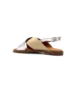gloria Ivoire 908D Cuir Argent Et Nude*Femme Sandales