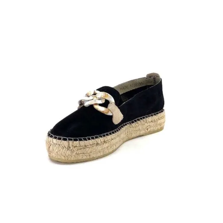 Ivoire0586a Ivoire D107807 Daim Noir*Femme Espadrilles