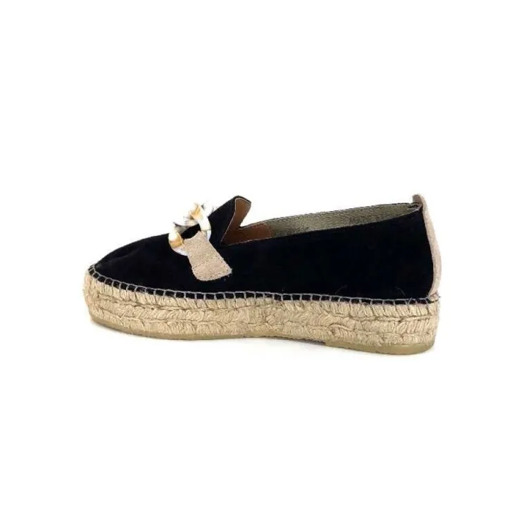 Ivoire0586a Ivoire D107807 Daim Noir*Femme Espadrilles