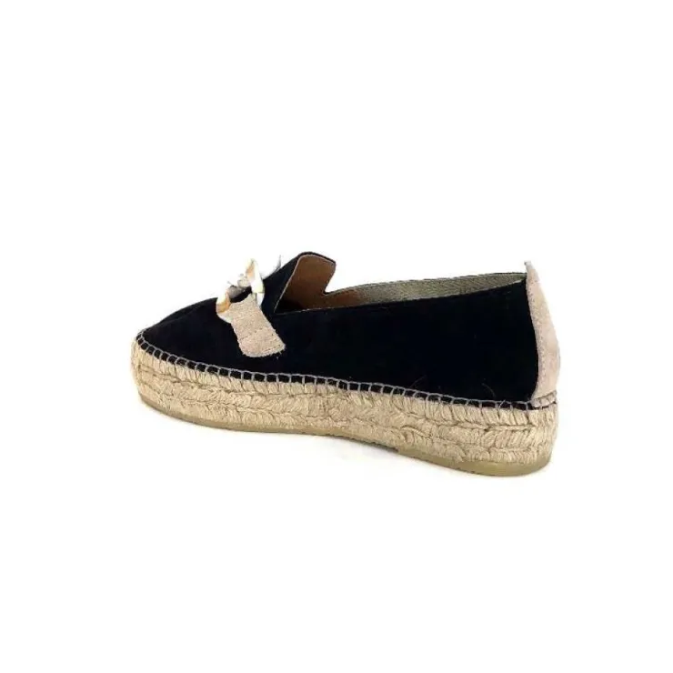 Ivoire0586a Ivoire D107807 Daim Noir*Femme Espadrilles