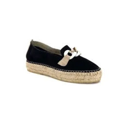 Ivoire0586a Ivoire D107807 Daim Noir*Femme Espadrilles