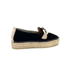 Ivoire0586a Ivoire D107807 Daim Noir*Femme Espadrilles