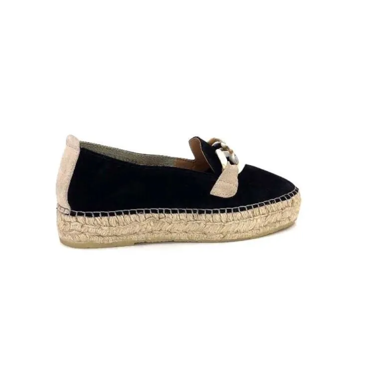 Ivoire0586a Ivoire D107807 Daim Noir*Femme Espadrilles