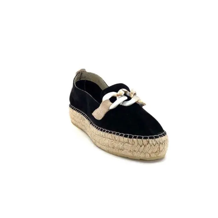Ivoire0586a Ivoire D107807 Daim Noir*Femme Espadrilles