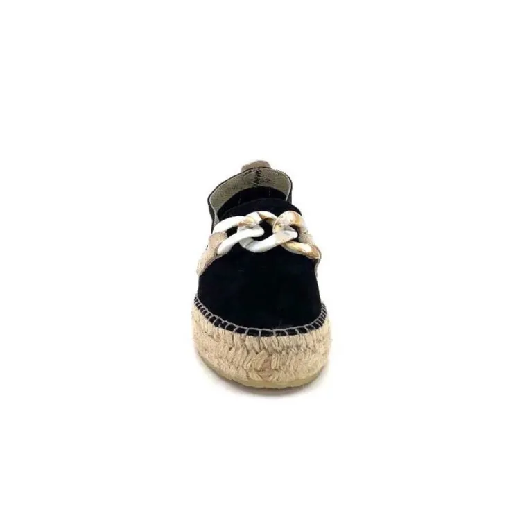 Ivoire0586a Ivoire D107807 Daim Noir*Femme Espadrilles