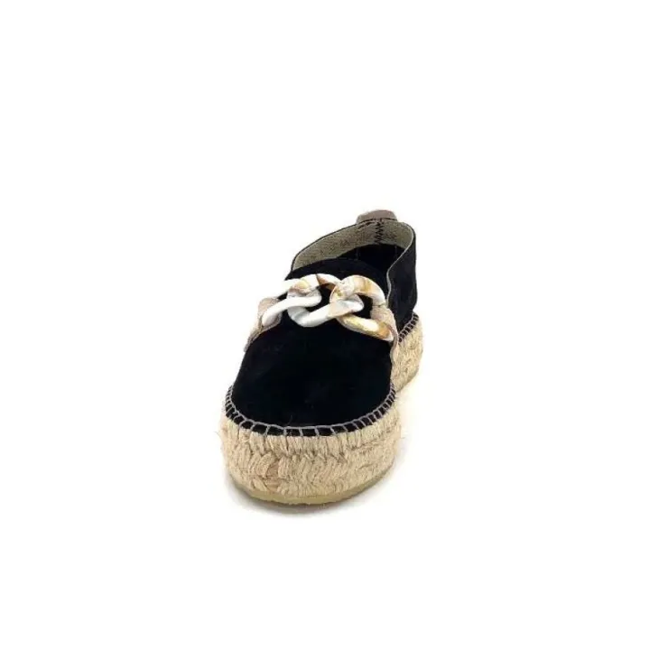 Ivoire0586a Ivoire D107807 Daim Noir*Femme Espadrilles