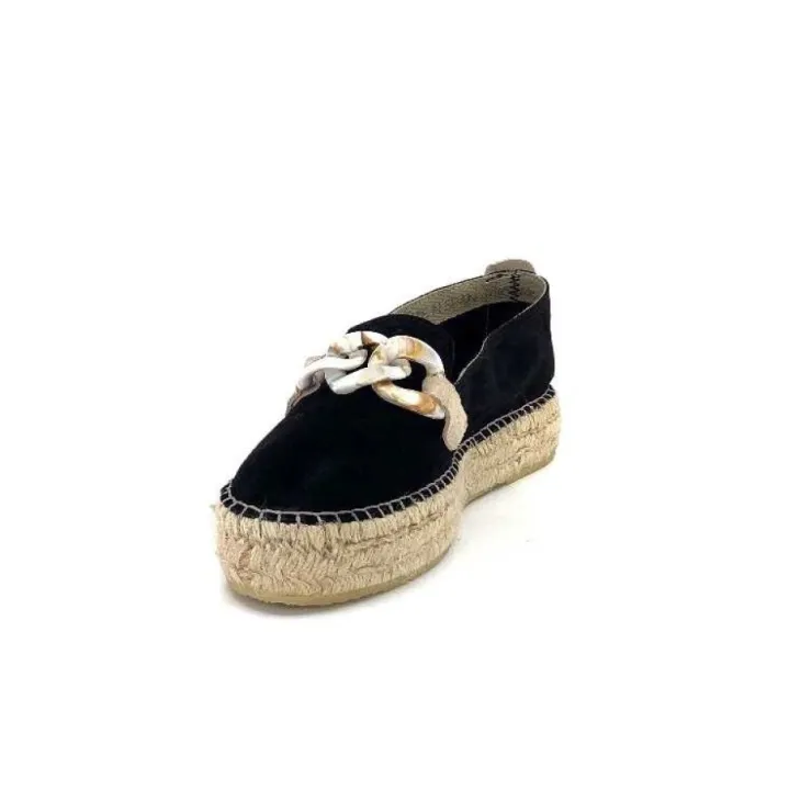 Ivoire0586a Ivoire D107807 Daim Noir*Femme Espadrilles