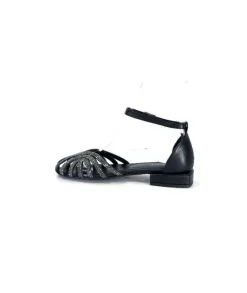 s.piero Ivoire E35.018 Cuir Noir*Femme Sandales
