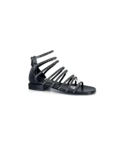 s.piero Ivoire E35.008 Cuir Noir Strass*Femme Sandales