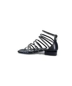 s.piero Ivoire E35.008 Cuir Noir Strass*Femme Sandales