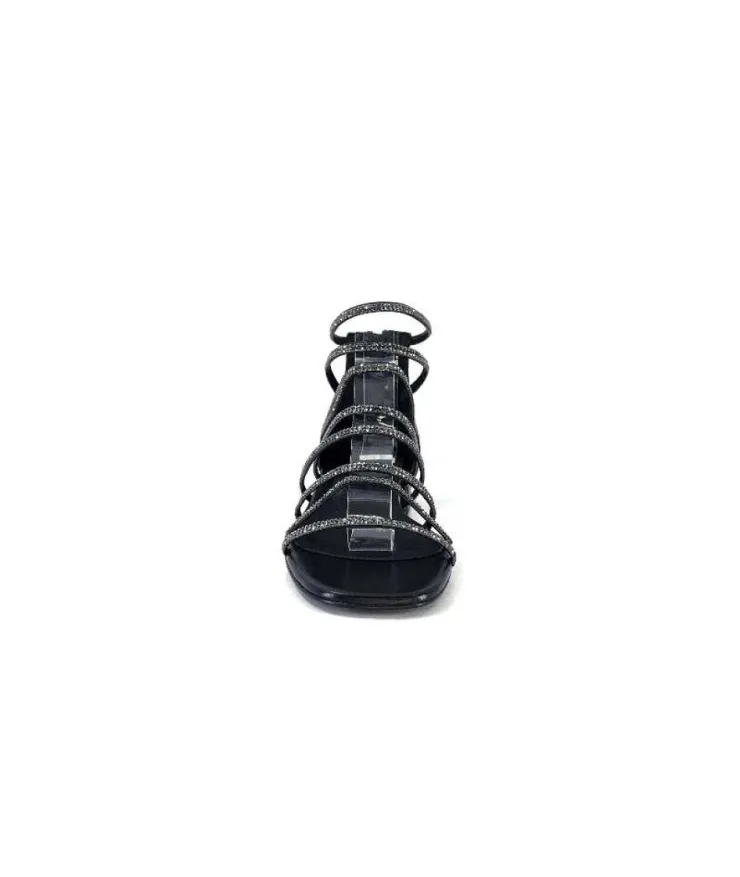 s.piero Ivoire E35.008 Cuir Noir Strass*Femme Sandales